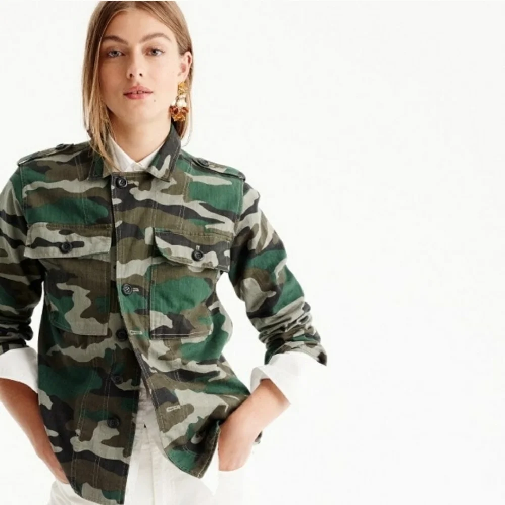 J. Crew Green Camouflage Utility Shirt Jacket